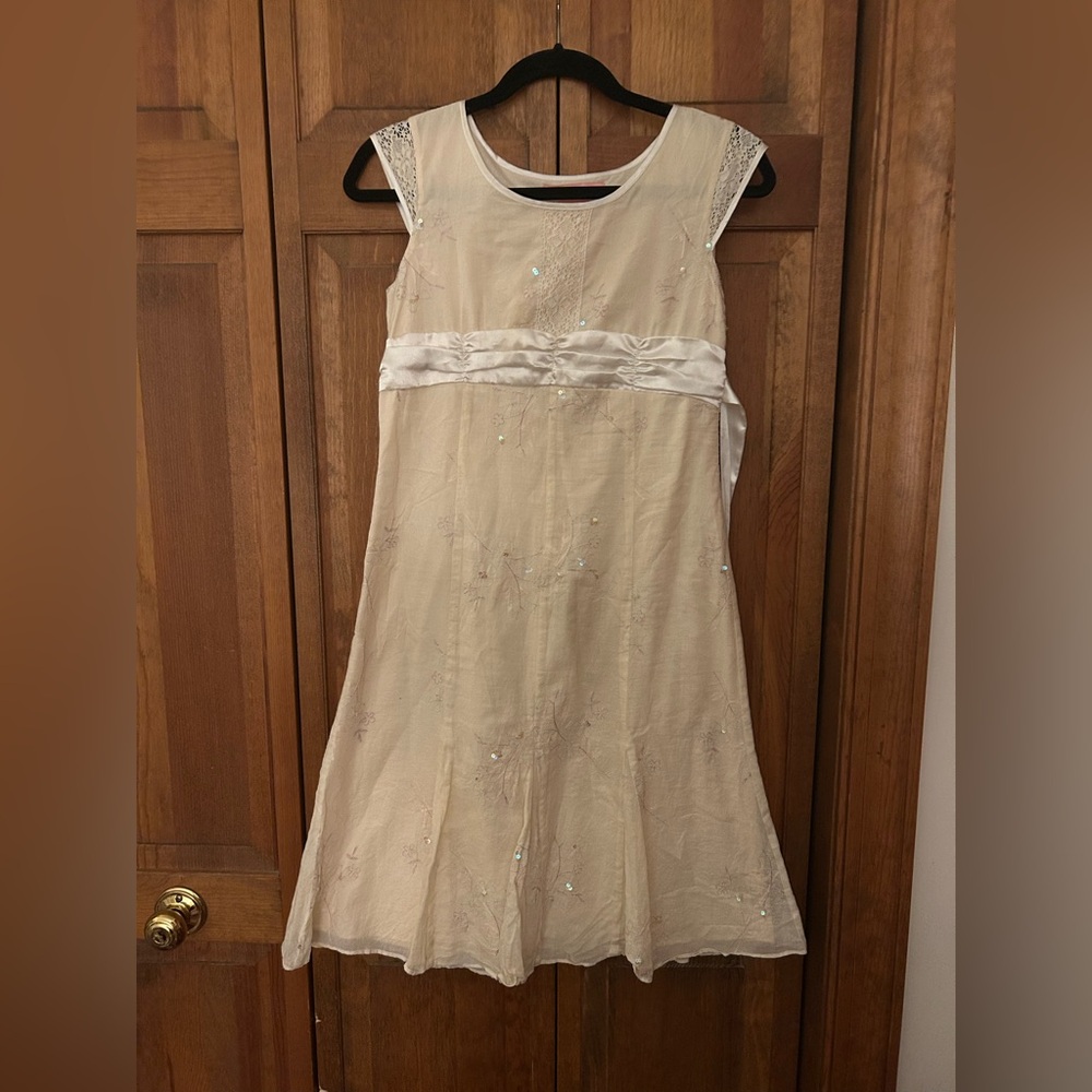 Hype Girl’s Sz 16 Yellow Floral Embroidered Party Dress W/Sequin Details
